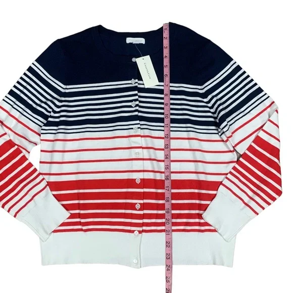 CHARTER CLUB: NWT Women's Striped Red, White, Blue Cardigan - Size Large - Picture 6 of 9